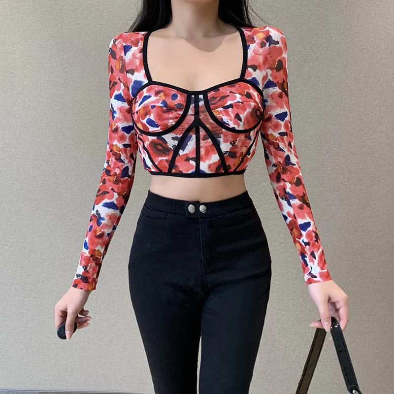 Spring Fashion Slim Cute Sexy Contrast Color Long Sleeve Tee SML Square Neck Woman Casual Short Skinny T-Shirt Lady Crop Top
Spring Fashion Slim Cute Sexy Contrast Color Long Sleeve Tee SML Square Neck Woman Casual Short Skinny T-Shirt Lady Crop Top