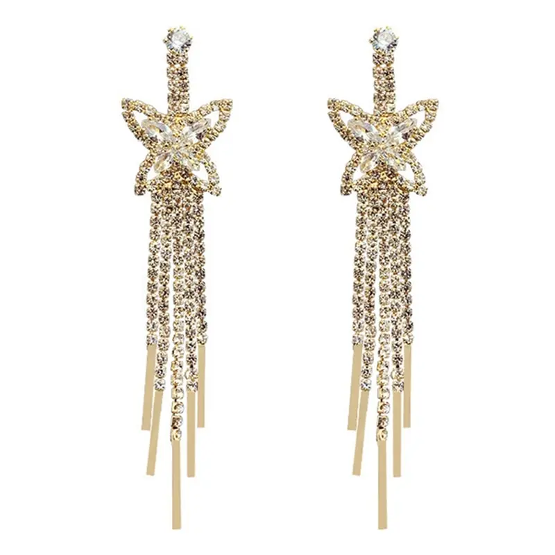 Exquisite Temperament Shining CZ Zircon Butterfly Long Tassel Drop Earrings Fashion Female Banquet Full Crystal Earrings Jewelry
Exquisite Temperament Shining CZ Zircon Butterfly Long Tassel Drop Earrings Fashion Female Banquet Full Crystal Earrings Jewelry