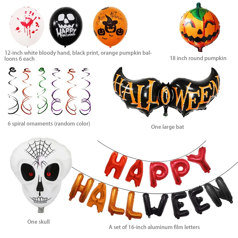 Halloween Aluminum Film Balloon Pumpkin Skull Balloon Children's Toy Halloween Party Decorations Halloween Letter Bat Balloon
Halloween Aluminum Film Balloon Pumpkin Skull Balloon Children's Toy Halloween Party Decorations Halloween Letter Bat Balloon