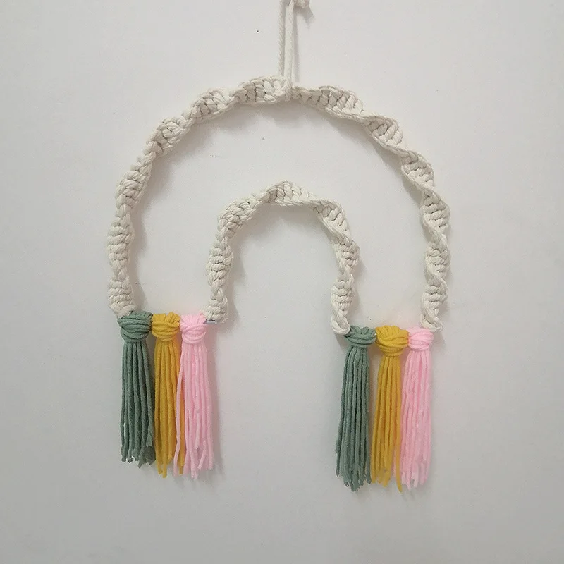 Nordic Handmade Arched Shape Ornament Rainbow Tassels Balls Kids Room Wall Hanging Decor Girls Room Ornaments Photograph Props
Nordic Handmade Arched Shape Ornament Rainbow Tassels Balls Kids Room Wall Hanging Decor Girls Room Ornaments Photograph Props