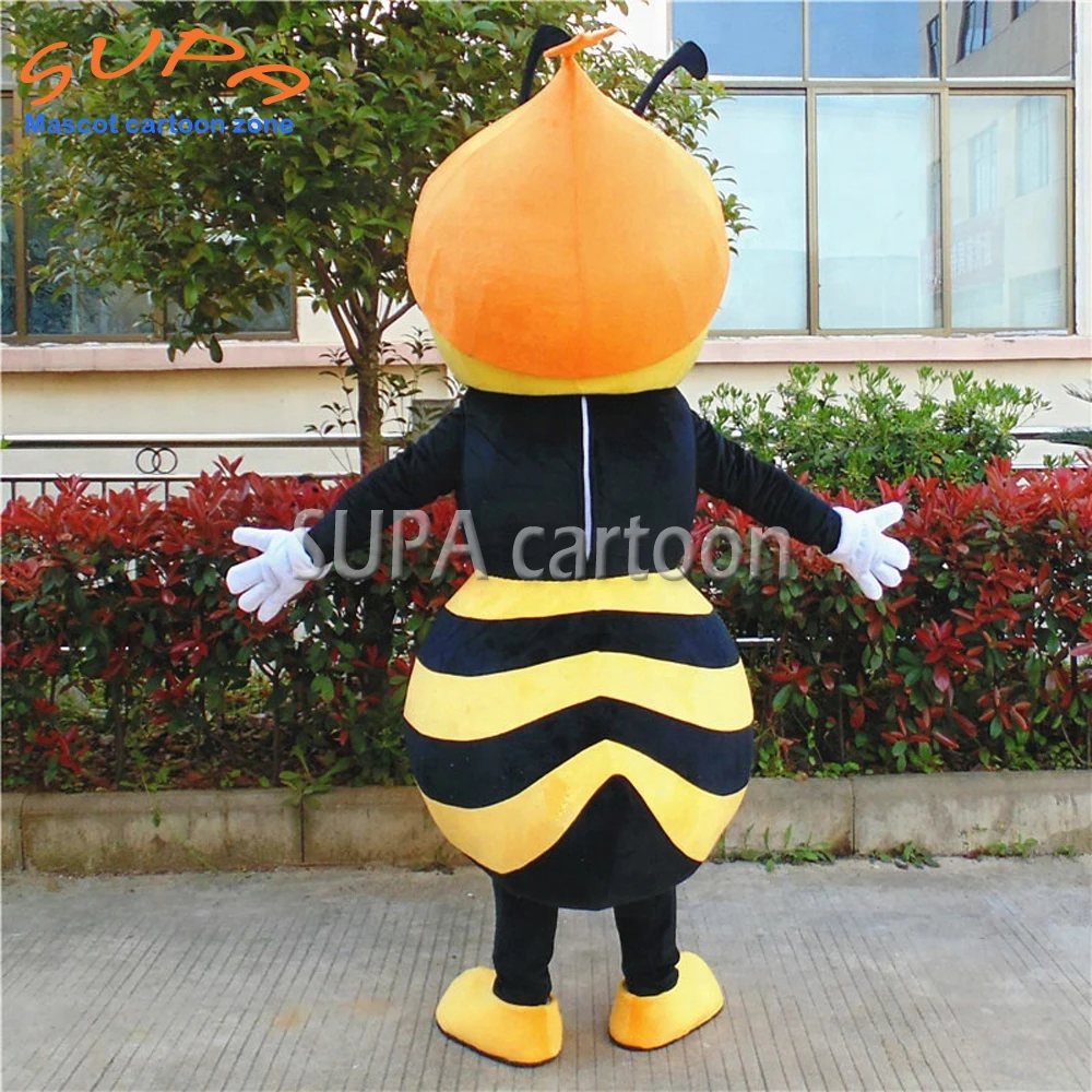 

Giant lovely honeybee Wasp bumble bee mascot costume with yellow black cloth soft plush walking adult costume for party event