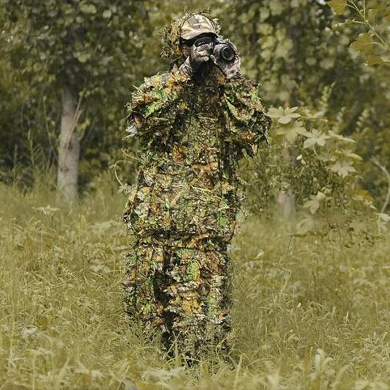 

Большая охотничья одежда Новинка 3D Кленовый лист Bionic Ghillie Костюмы Yowie снайперские птичьи часы страйкбол камуфляжная одежда куртка и брюки
