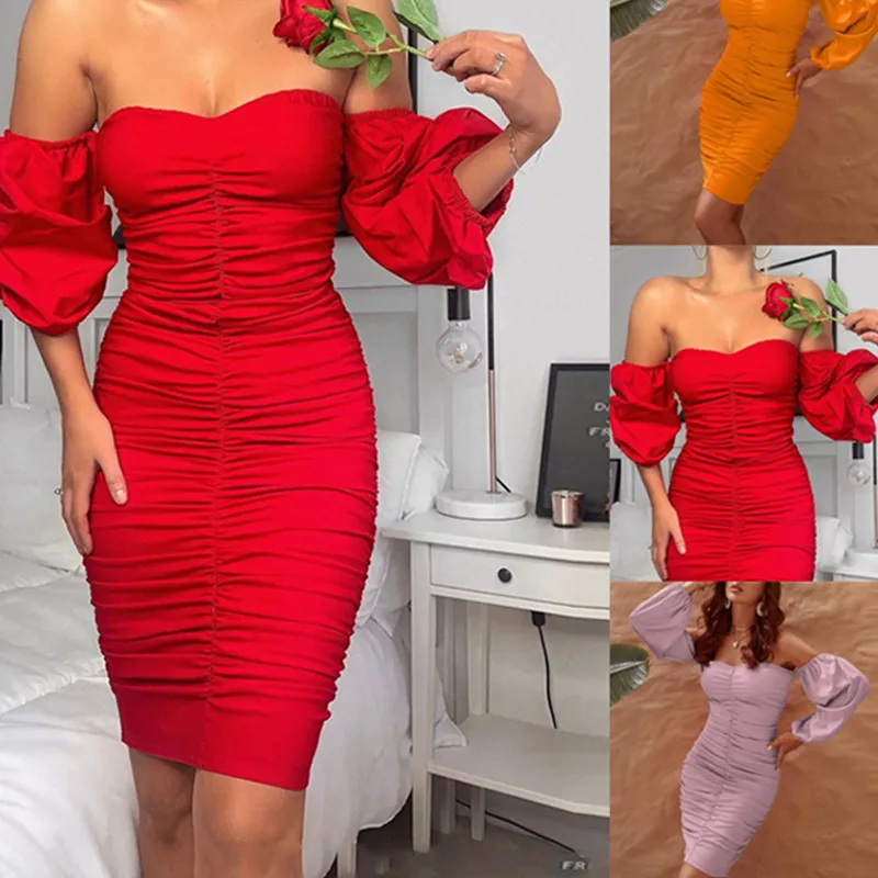 Bikoles 2021 Summer New Sexy Strapless Solid Lantern Sleeve Backless Pleated Ladies Lift Buttock Bodycon Women's Dress Plus Size
Bikoles 2021 Summer New Sexy Strapless Solid Lantern Sleeve Backless Pleated Ladies Lift Buttock Bodycon Women's Dress Plus Size