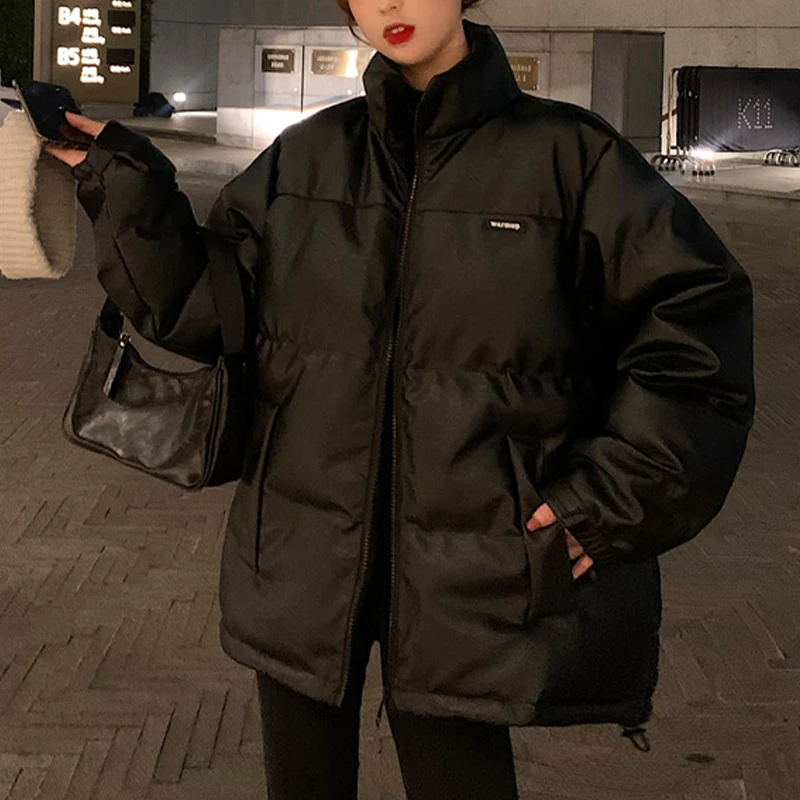Winter Glossy Pu Women's Parkas Korean Style Loose Stand Collar Coat Woman Fashion Simple Solid Long Sleeve Women Tops Clothes
Winter Glossy Pu Women's Parkas Korean Style Loose Stand Collar Coat Woman Fashion Simple Solid Long Sleeve Women Tops Clothes