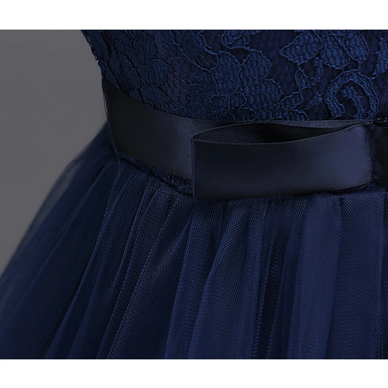 Skyyue Flower Girl Dress Elegant O-neck Lace Bow Kid Party Gowns Wedding Gray White Purple Champagne Long Dresses for Girls 9999 | Свадьбы и