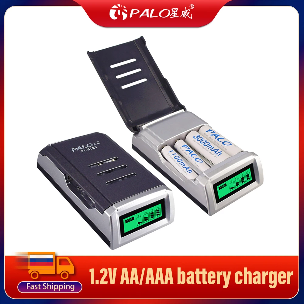 PALO 4 Slots LCD Display Smart Intelligent 1.2V Battery Charger AA charger For 1.2V AA AAA NiCd NiMh Rechargeable Batteries
PALO 4 Slots LCD Display Smart Intelligent 1.2V Battery Charger AA charger For 1.2V AA AAA NiCd NiMh Rechargeable Batteries
