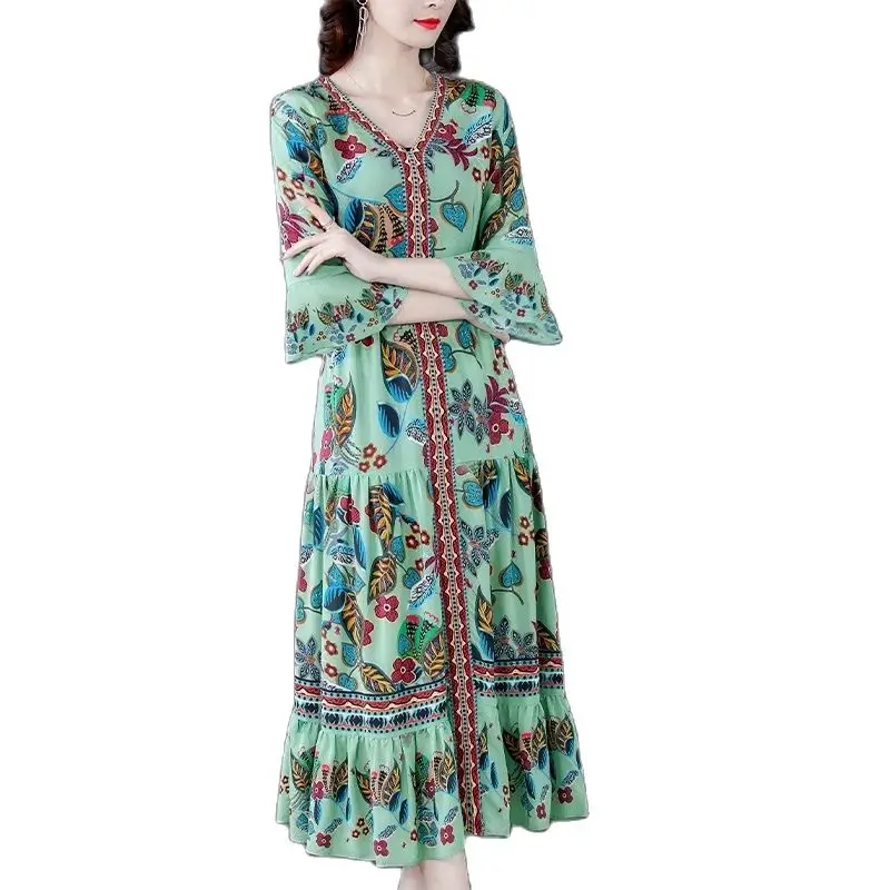 2021 Summer New Fashion Slim Fit Trumpet Sleeve Printed Beach Dress Female Large Size M-4XL High Quality Elegant Party Vestidos
2021 Summer New Fashion Slim Fit Trumpet Sleeve Printed Beach Dress Female Large Size M-4XL High Quality Elegant Party Vestidos