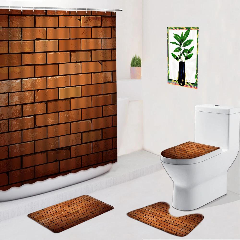 Chinese Style Brick Wall Shower Curtain Ancient Masonry Pattern Bathroom Decor Anti Skid Toilet Foot Mat Home Carpet Bath Mats
Chinese Style Brick Wall Shower Curtain Ancient Masonry Pattern Bathroom Decor Anti Skid Toilet Foot Mat Home Carpet Bath Mats