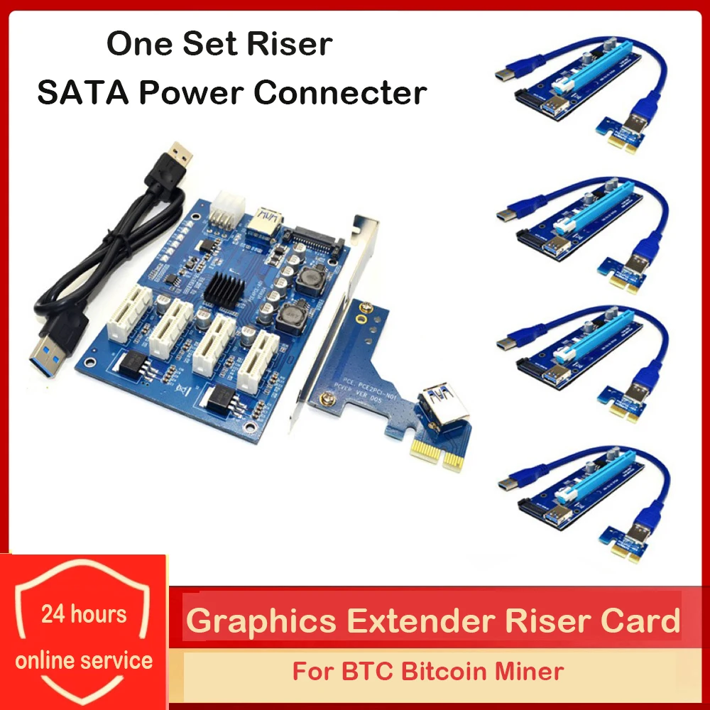 Набор видеокарт PCI-E Express от 1x до 16x Райзер-адаптер Pcie 1 до 4 USB-конвертера для майнинга BTC Litcoin
Набор видеокарт PCI-E Express от 1x до 16x Райзер-адаптер Pcie 1 до 4 USB-конвертера для майнинга BTC Litcoin