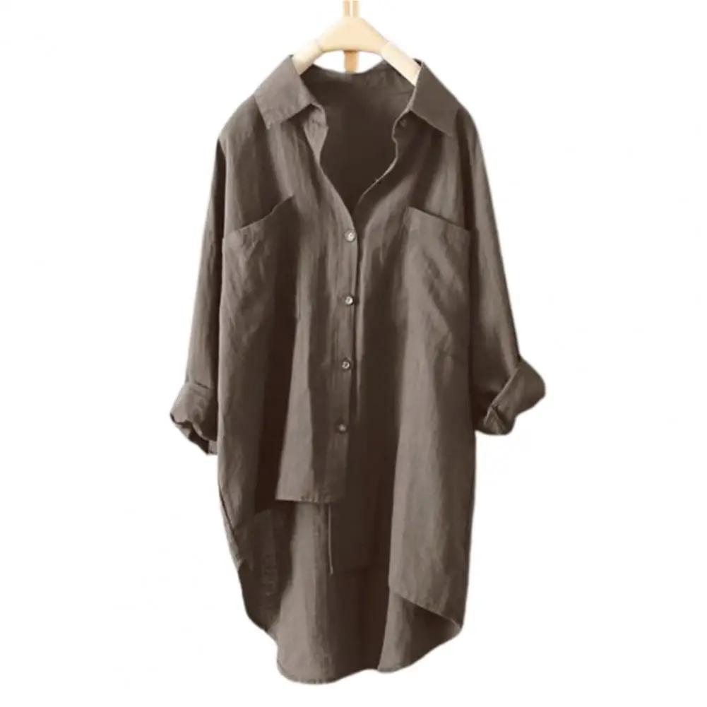 Women Shirt 2021 Loose Fit Long Sleeve Shirt Tops Double Pockets Longer Back Hemline Casual Shirt for Daily Life
Women Shirt 2021 Loose Fit Long Sleeve Shirt Tops Double Pockets Longer Back Hemline Casual Shirt for Daily Life