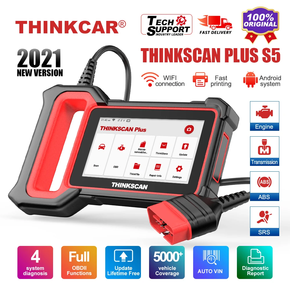 

THINKCAR Thinkscan Plus S5 OBD2 Diagnostic Tools ABS Airbag TCM Engine System Coder Reader OBD 2 Automotive Scanner Free Update