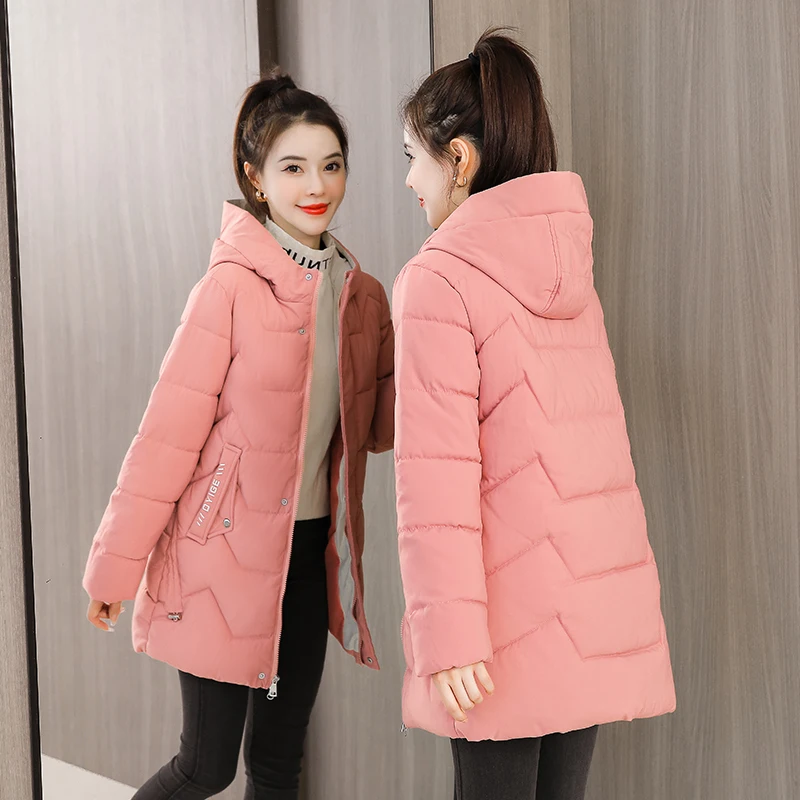Winter Cotton Women's Down Jacket Hooded Long Sleeve Cardigan Zipper Loose Solid Thick Fashion Office Lady Down Jacket
Winter Cotton Women's Down Jacket Hooded Long Sleeve Cardigan Zipper Loose Solid Thick Fashion Office Lady Down Jacket