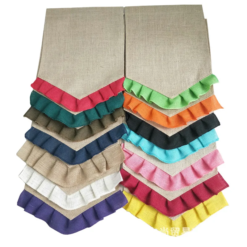 31*46cm Colorful Ruffle Burlap Garden Flags DIY Jute Liene Yard Flag House Decoration Hanging Flag
31*46cm Colorful Ruffle Burlap Garden Flags DIY Jute Liene Yard Flag House Decoration Hanging Flag