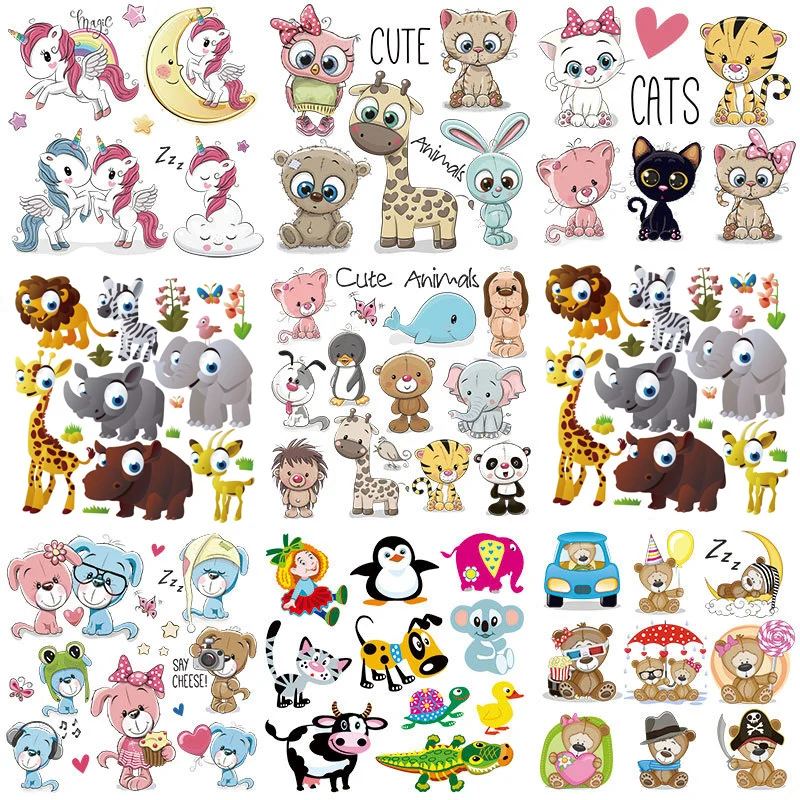 Iron on Cute Animal Patches Set for Kids Clothing DIY T-shirt Applique Heat Transfer Vinyl Unicorn Patch Stickers Thermal Press
Iron on Cute Animal Patches Set for Kids Clothing DIY T-shirt Applique Heat Transfer Vinyl Unicorn Patch Stickers Thermal Press