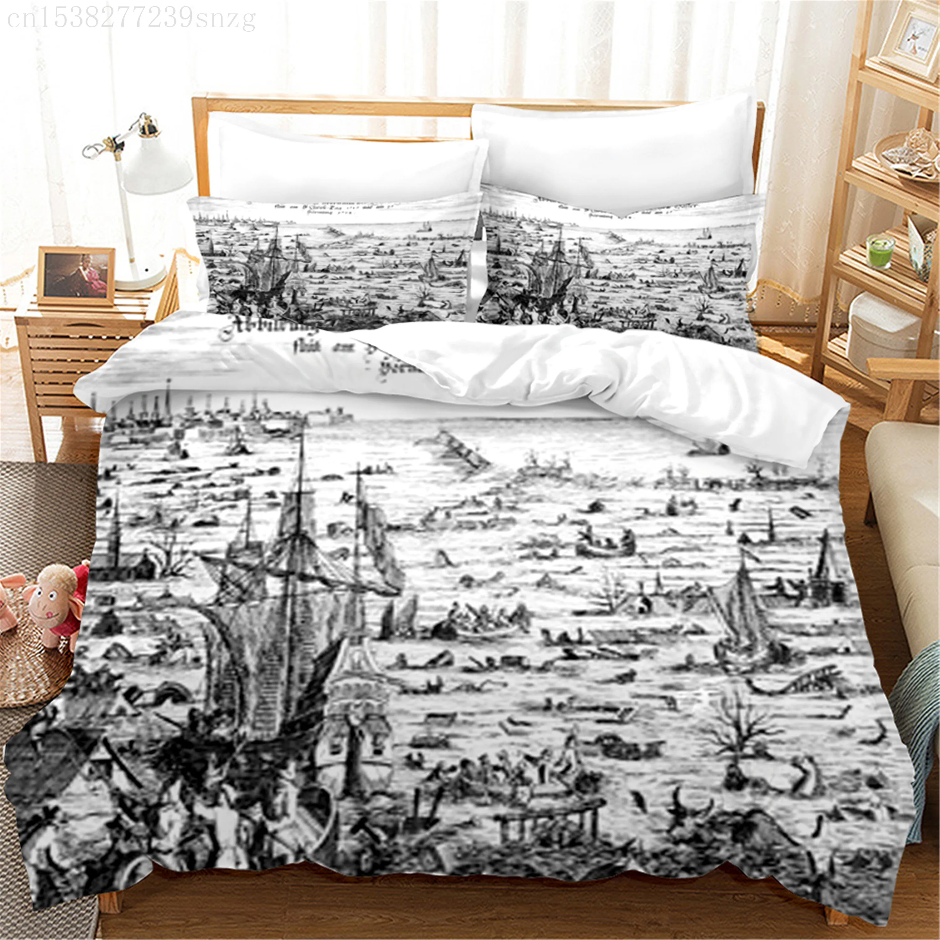 Black And White Nautical Printing 3-Piece Full Bed Set Single Double Queen Size King Quilt Cover Pillowcase Without Bed Sheet
Black And White Nautical Printing 3-Piece Full Bed Set Single Double Queen Size King Quilt Cover Pillowcase Without Bed Sheet