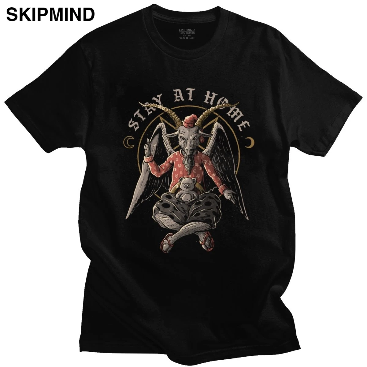 Мужская футболка Baphomet Satan Demon хлопковая с коротким рукавом и вырезом лодочкой