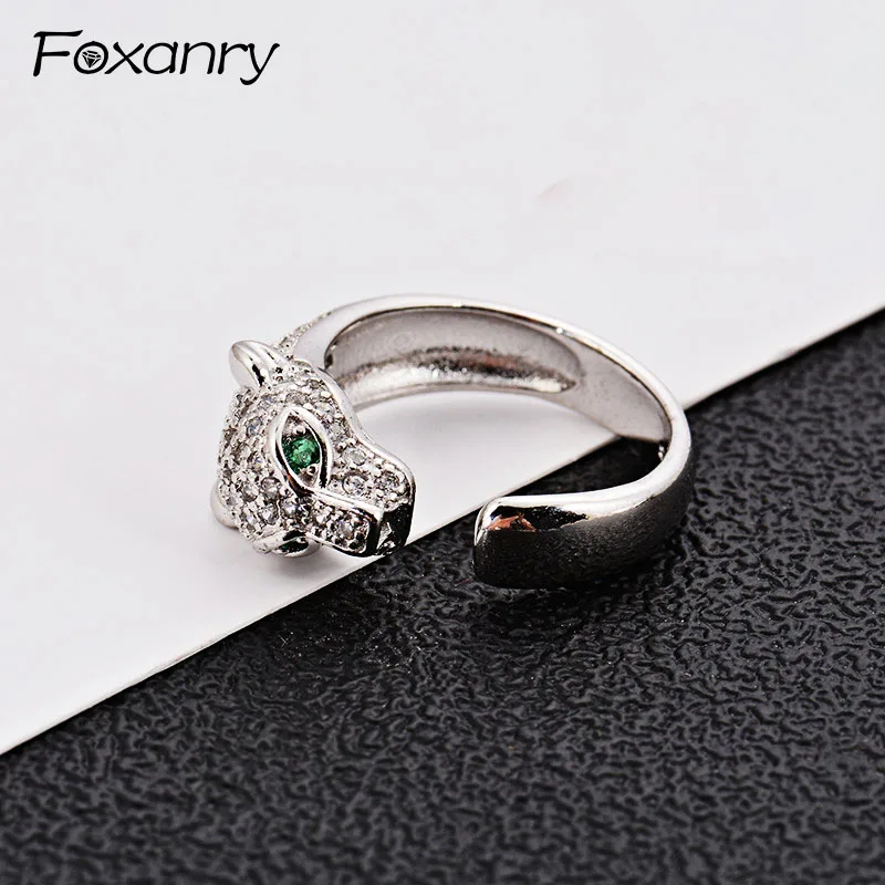 

Evimi 925 Silver Color Rings Creative Terndy Dazzling Zircon Leopard Animal Anillos For Women Couples Party Jewelry Gifts