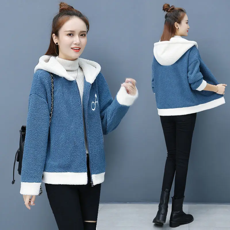 Autumn Winter Plus Velvet Padded Hooded Cardigan Long-sleeved Jacket Women's Jacket Sweater Lamb Velvet Fashion Casual Coat
Autumn Winter Plus Velvet Padded Hooded Cardigan Long-sleeved Jacket Women's Jacket Sweater Lamb Velvet Fashion Casual Coat