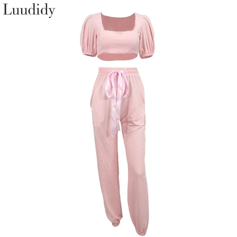 2020 Fashion Puff Sleeve Top & Drawstring Design Pant Sets Women 2 Piece Outfits Femme Casual Tracksuits
2020 Fashion Puff Sleeve Top & Drawstring Design Pant Sets Women 2 Piece Outfits Femme Casual Tracksuits