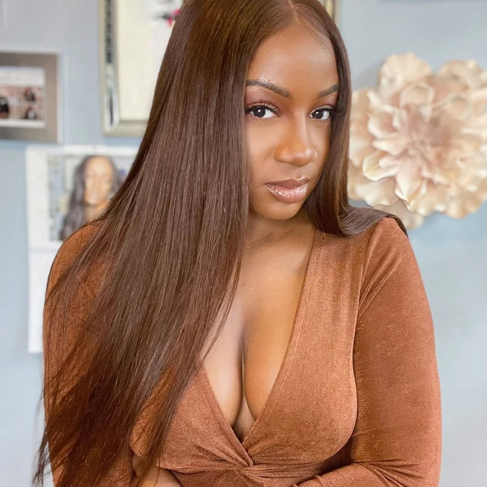 24Inch Natural Hairline Silky Straight Remy Brown 13x4/6 Lace Front Wig With Baby Hair Human Hair Wig For Women Bleached Knots 
24Inch Natural Hairline Silky Straight Remy Brown 13x4/6 Lace Front Wig With Baby Hair Human Hair Wig For Women Bleached Knots