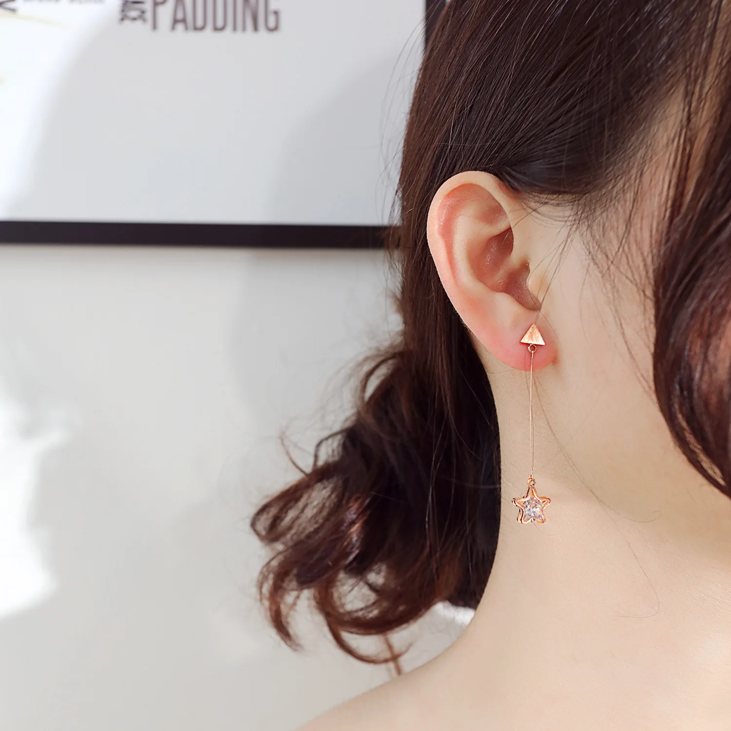 CH-164 Hot selling star diamond earrings ladies personality temperament stainless steel five-pointed star all-match earrings
CH-164 Hot selling star diamond earrings ladies personality temperament stainless steel five-pointed star all-match earrings
