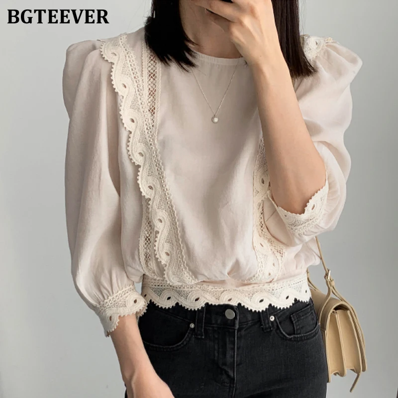BGTEEVER Elegant O-neck Long Sleeve Women Shirts Summer Lace Patchwork Buttons Female Blouse Tops 2020 Solid Blusas Mujer
BGTEEVER Elegant O-neck Long Sleeve Women Shirts Summer Lace Patchwork Buttons Female Blouse Tops 2020 Solid Blusas Mujer