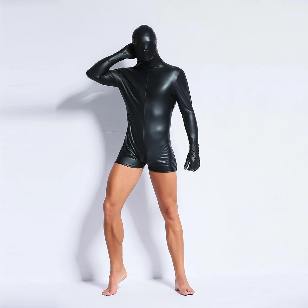 Men PU Leather Catsuit Zipper Erotic Wear Costumes Sexy Lingerie Faux Leather Night Club Bodysuit Gay Fetish Hooded Jumpsuit
Men PU Leather Catsuit Zipper Erotic Wear Costumes Sexy Lingerie Faux Leather Night Club Bodysuit Gay Fetish Hooded Jumpsuit