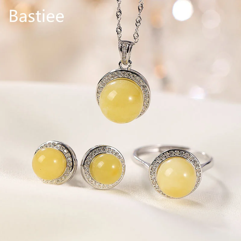 Bastiee Yellow Amber Round Beads Silver 925 Jewelry Set For Women Rings Necklace Pendant Studs Earrings Gift Golden Plated
Bastiee Yellow Amber Round Beads Silver 925 Jewelry Set For Women Rings Necklace Pendant Studs Earrings Gift Golden Plated