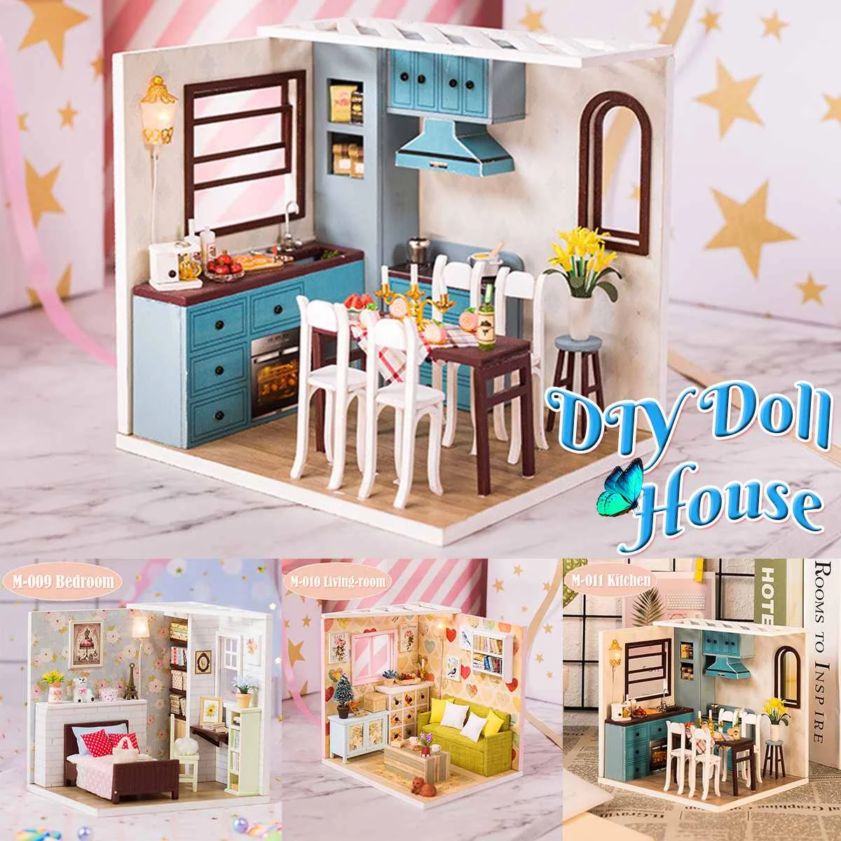 DIY House Wooden Doll Houses Miniature Dollhouse Furniture Kit LED Lights With Dust Cover for Children Christmas Gift
DIY House Wooden Doll Houses Miniature Dollhouse Furniture Kit LED Lights With Dust Cover for Children Christmas Gift