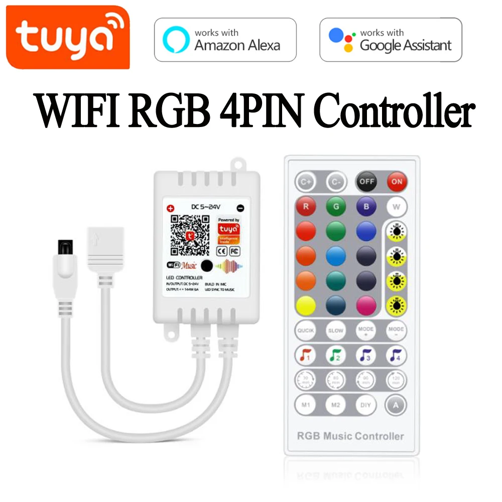 Led Controller 12v Wifi Tuya，Backlight for Cabinets LED Strip RGB Controller，DC Neon Tape Smart Tuya APP Remote Control Switch | Лампы и