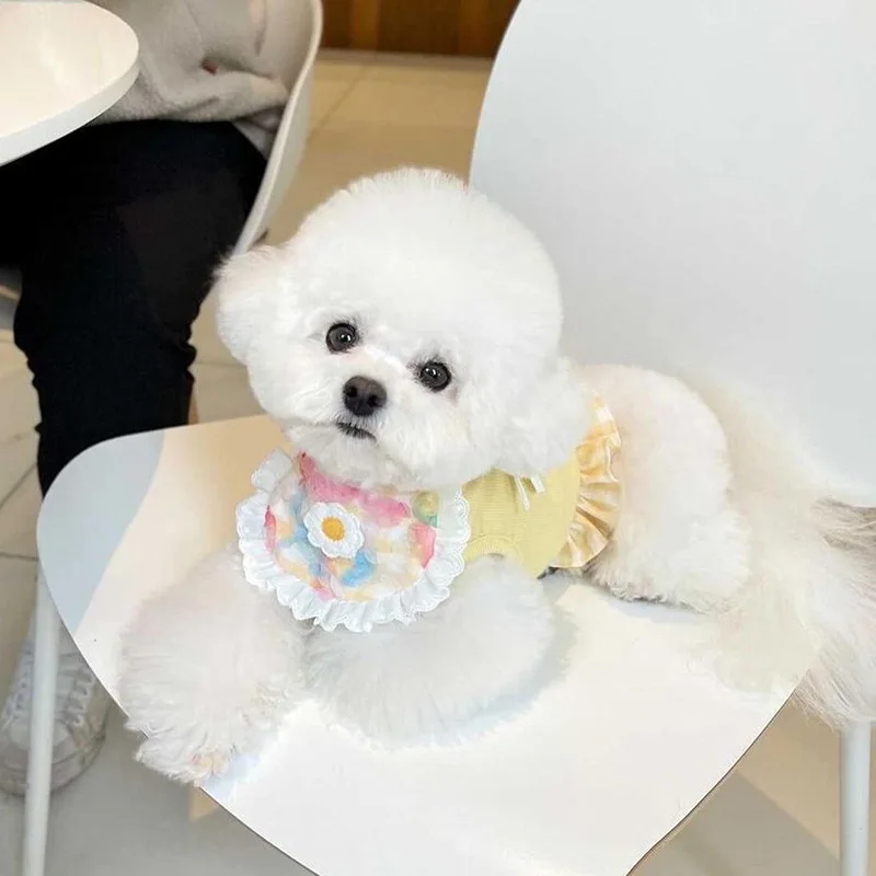 

Ins Dog Bandana Scarf Cute Dog Plaid Bibs Dog Cat Small Flower Bib Pet Saliva Towel Bichon Teddy Hiromi Bib Pet Accessories