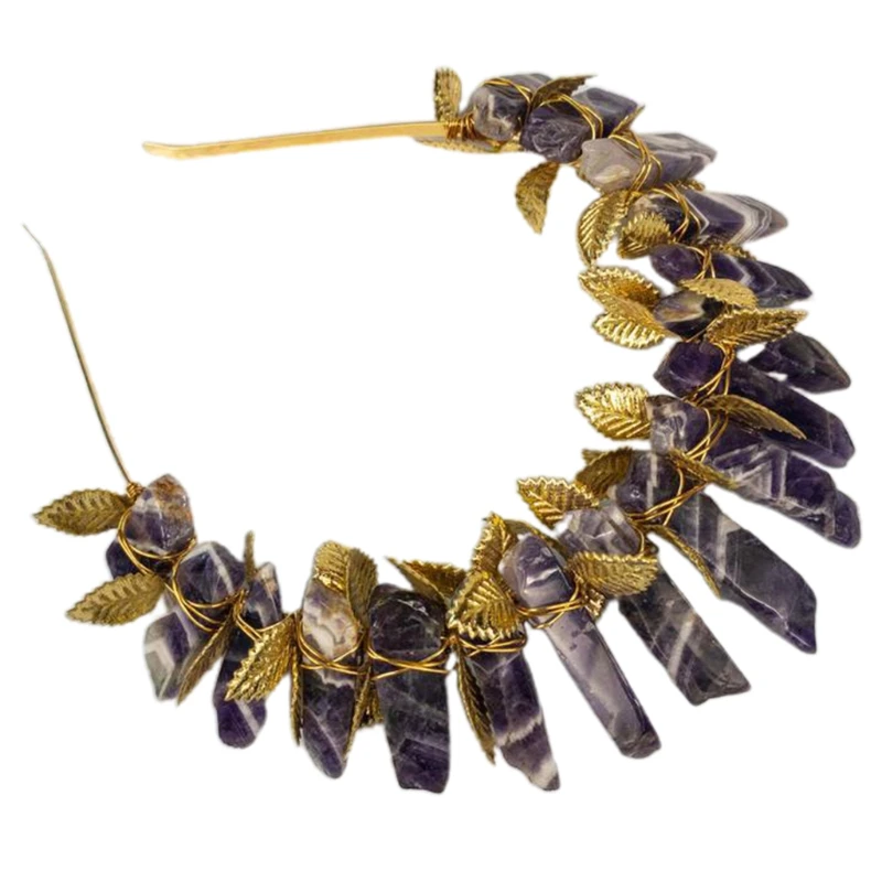 Handmade Metal Leaf Goddess Tiara Crown Headband Retro Raw Crystal Quartz Jewelry Hair Hoop Wedding Bridal Cosplay Halo
Handmade Metal Leaf Goddess Tiara Crown Headband Retro Raw Crystal Quartz Jewelry Hair Hoop Wedding Bridal Cosplay Halo