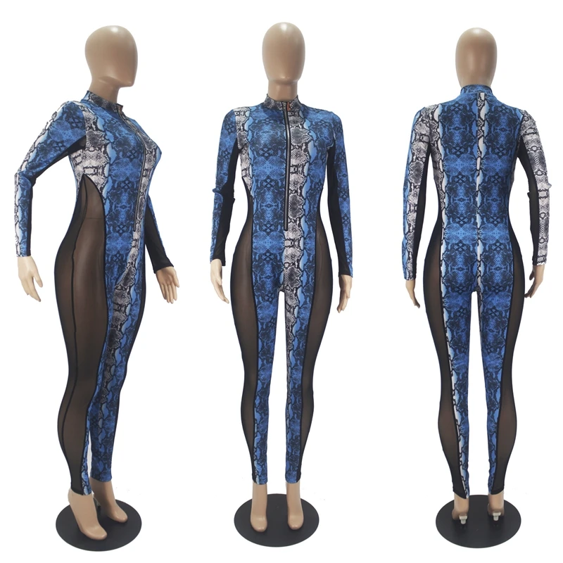Snake print sexy catsuit women long sleeves side perspective mesh party one piece work clothes long jumpsuit Lady
Snake print sexy catsuit women long sleeves side perspective mesh party one piece work clothes long jumpsuit Lady
