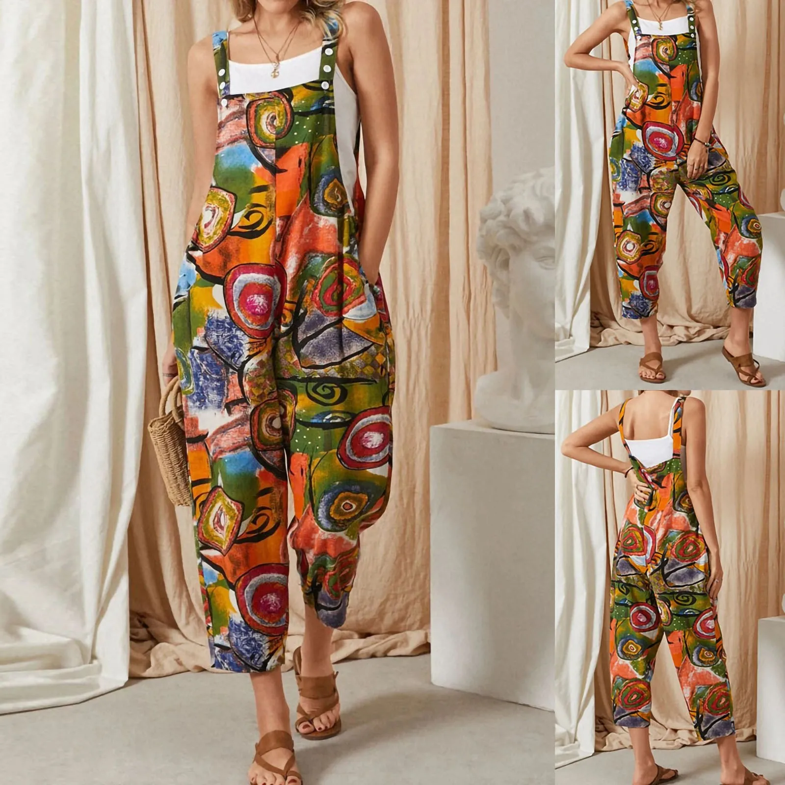 Sexy V neck Floral Print Women Jumpsuit Rompers Summer Overalls Backless High Waist Split Playsuit Female Loose Jumpsuits
Sexy V neck Floral Print Women Jumpsuit Rompers Summer Overalls Backless High Waist Split Playsuit Female Loose Jumpsuits