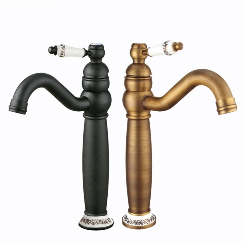 Bathroom Faucet Antique Bronze Finish Brass Basin Sink Solid Brass Faucets Single Handle Water Mixer Taps Bath Crane 
Bathroom Faucet Antique Bronze Finish Brass Basin Sink Solid Brass Faucets Single Handle Water Mixer Taps Bath Crane