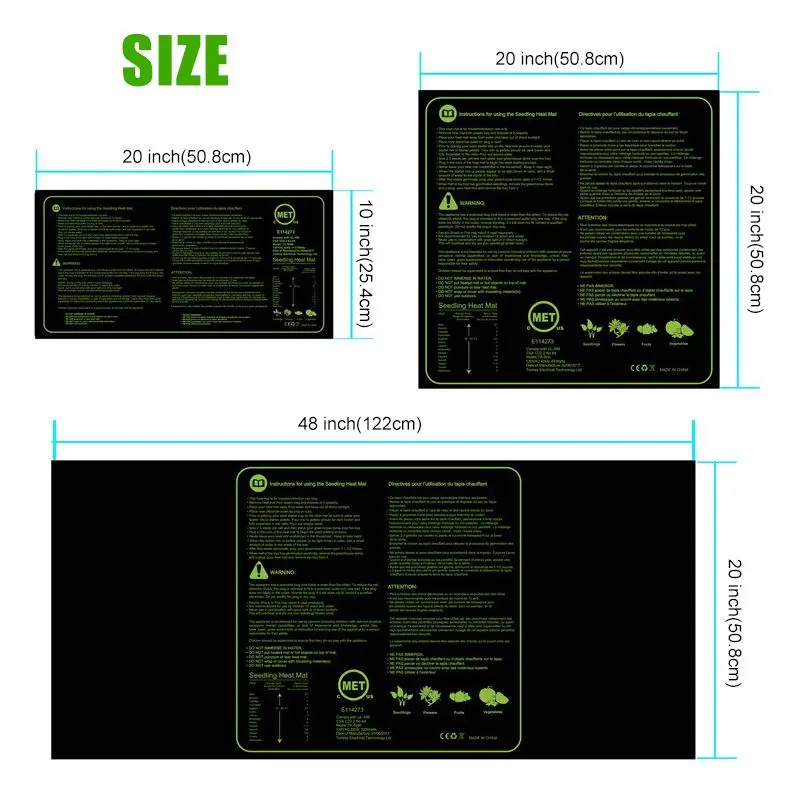 48x20in/20x20in/20x10in Seedling Heating Mat IP67 Waterproof Plant Seed Germination Propagation Starter Pad US/UK/EU/AU Plug
48x20in/20x20in/20x10in Seedling Heating Mat IP67 Waterproof Plant Seed Germination Propagation Starter Pad US/UK/EU/AU Plug