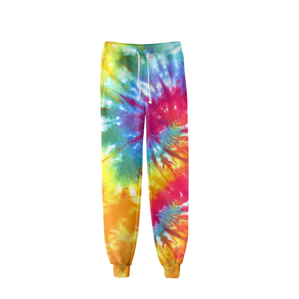 Джоггеры Tie Dye с высокой талией и широкой Красочные мужские/женские мужские