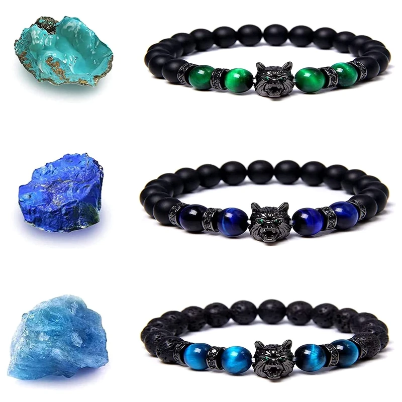 2pcs Handmade 8mm Beaded Bracelet Men Natural Stone Blue Tiger Eye Beads Bracelet Black Wolf Head Charm Energy Bracelet Jewelry
2pcs Handmade 8mm Beaded Bracelet Men Natural Stone Blue Tiger Eye Beads Bracelet Black Wolf Head Charm Energy Bracelet Jewelry