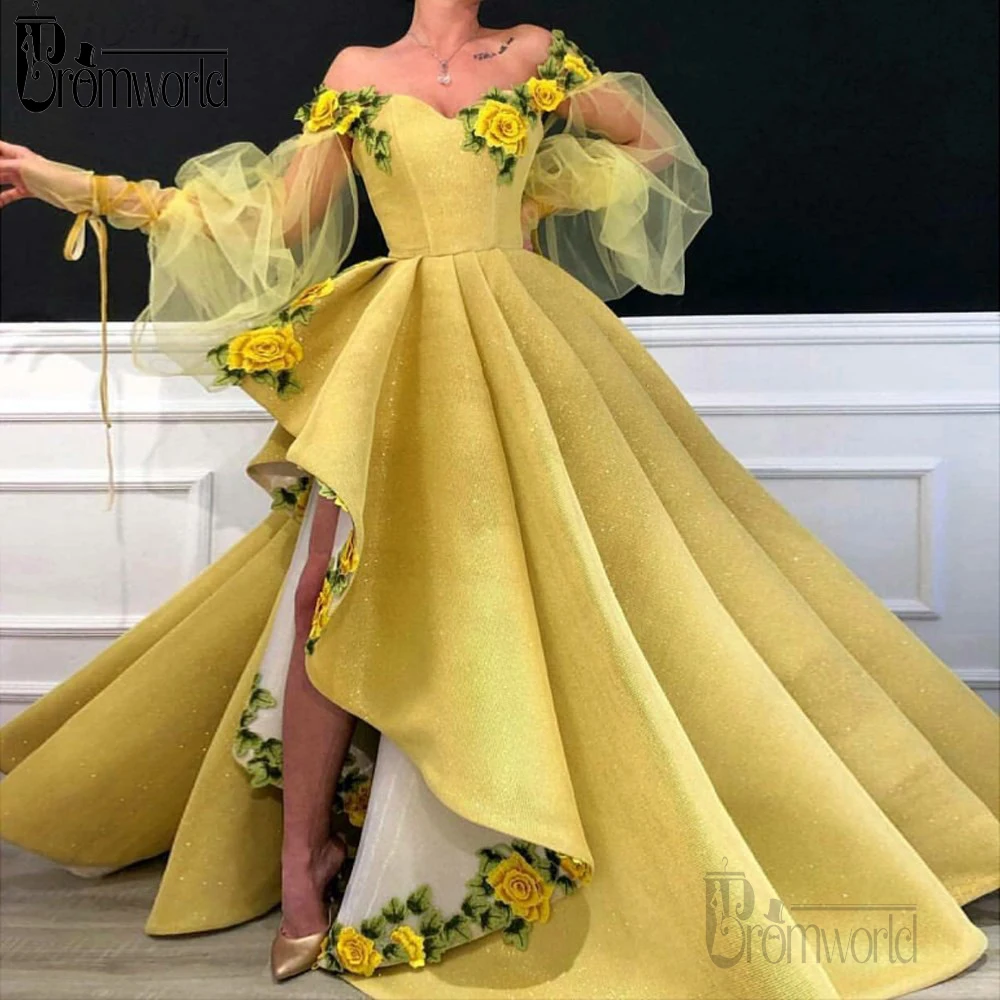 Yellow Off the Shoulder 3D Flower Asymmetry Prom Dresses Vestidos De Gala Islamic Dubai Kaftan Saudi Arabic Prom Gown
Yellow Off the Shoulder 3D Flower Asymmetry Prom Dresses Vestidos De Gala Islamic Dubai Kaftan Saudi Arabic Prom Gown