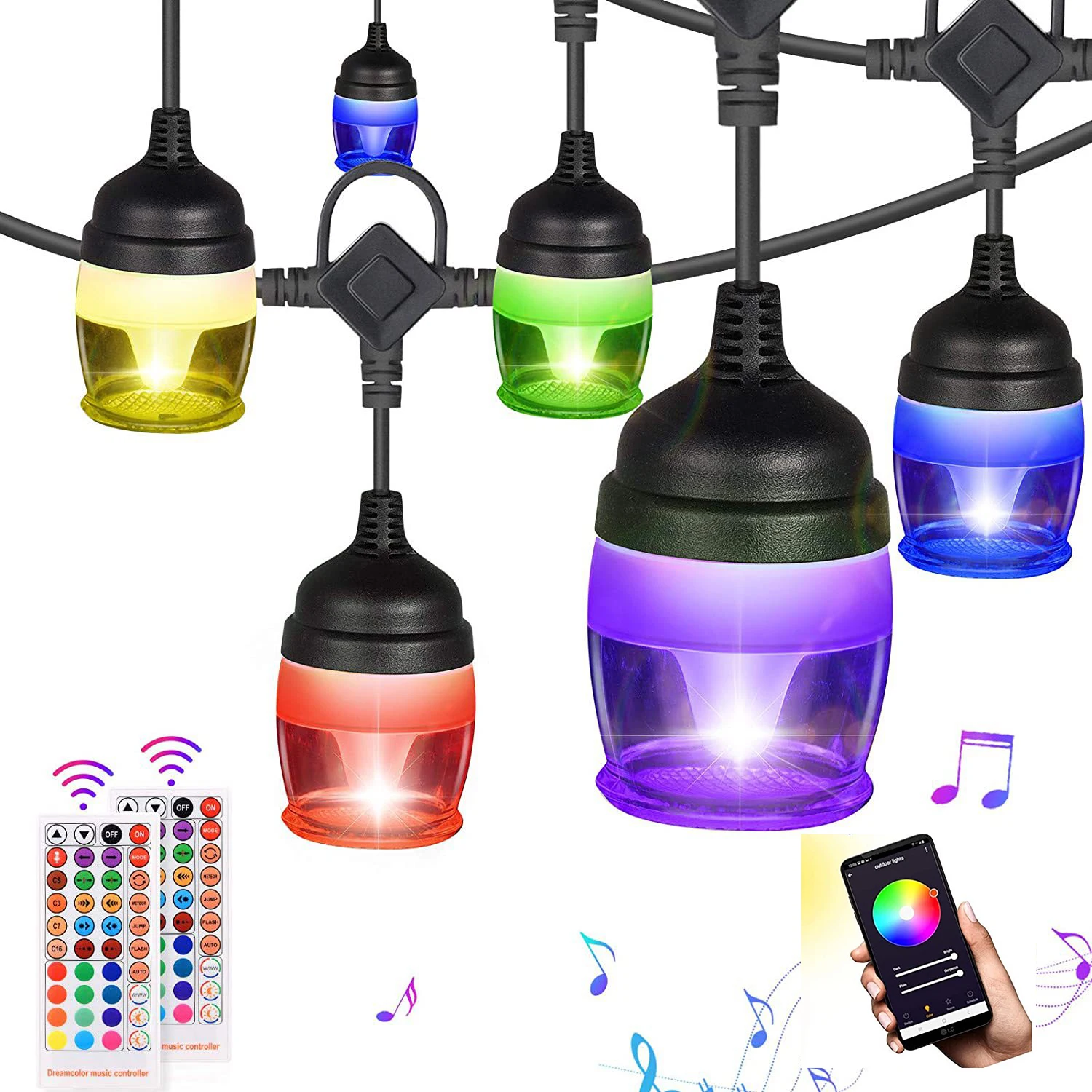 12 Shatterproof Bulb RGB Led Waterproof IP65 Outdoor/Indoor Lamp String Bluetooh Remote Controll Sync Music Light Party Garden
12 Shatterproof Bulb RGB Led Waterproof IP65 Outdoor/Indoor Lamp String Bluetooh Remote Controll Sync Music Light Party Garden