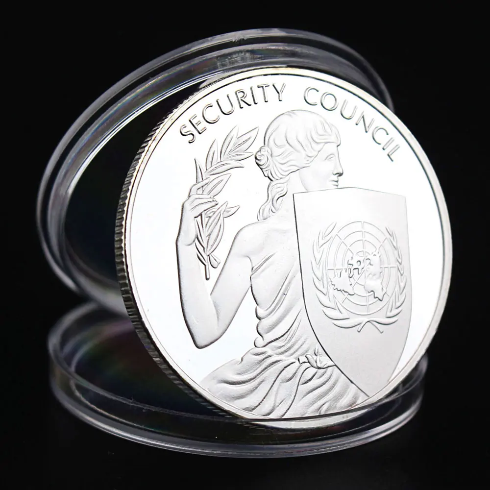 United Nations Security Council Collectible Silver Plated Souvenir Coin Irene Pattern Collection Art Copy Commemorative Coin
United Nations Security Council Collectible Silver Plated Souvenir Coin Irene Pattern Collection Art Copy Commemorative Coin