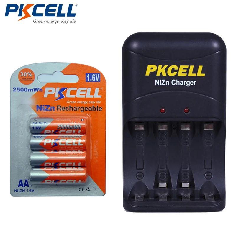 4pcs PKCELL 1.6V AA NiZn Rechargeable Battery 2500mWh + Nizn AA/AAA Battery Charger EU Plug
4pcs PKCELL 1.6V AA NiZn Rechargeable Battery 2500mWh + Nizn AA/AAA Battery Charger EU Plug