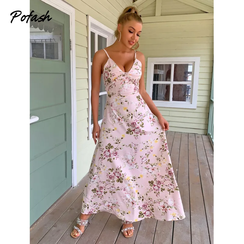 Pofash Pink Floral Print Summer Dress For Women Clothing V Neck Loose Midi Dresses Spaghetti Strap Holiday Female Vestidos 2021
Pofash Pink Floral Print Summer Dress For Women Clothing V Neck Loose Midi Dresses Spaghetti Strap Holiday Female Vestidos 2021