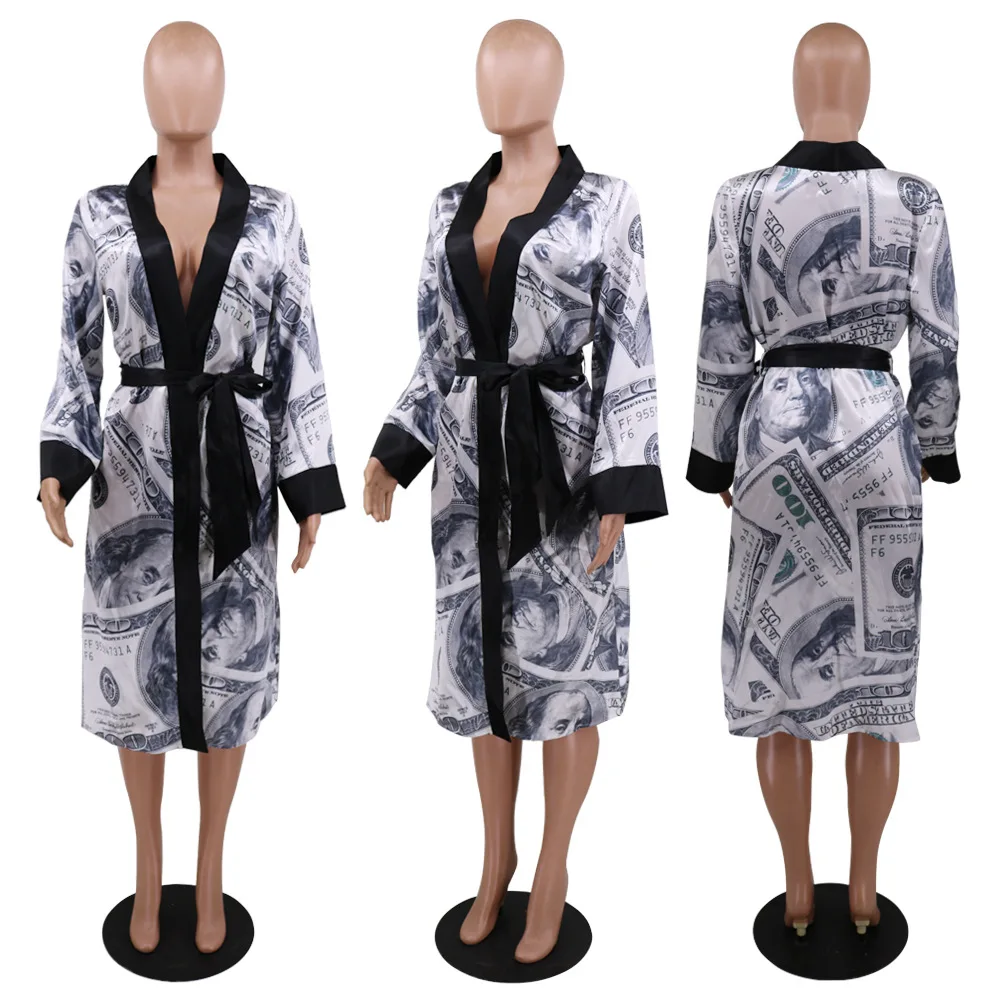 Echoine Autumn Long Sleeve Money USD Print Cardigan Midi Bandage Dress Pajamas Sexy Lounge Wear
Echoine Autumn Long Sleeve Money USD Print Cardigan Midi Bandage Dress Pajamas Sexy Lounge Wear