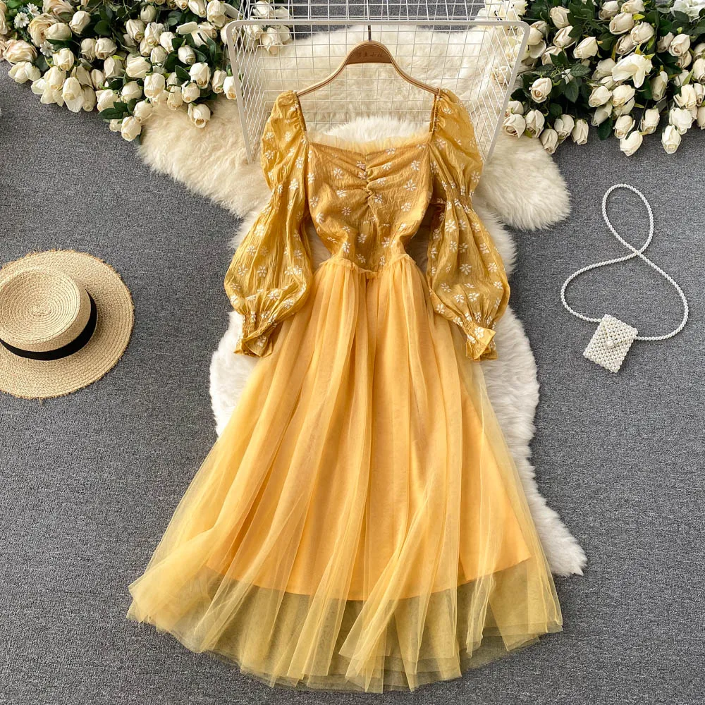 2021 New Female Dress Square Collar Mesh Splicing Dress Women Elegant Bling Princess Puff Dresses Vestidos De Fiesta
2021 New Female Dress Square Collar Mesh Splicing Dress Women Elegant Bling Princess Puff Dresses Vestidos De Fiesta