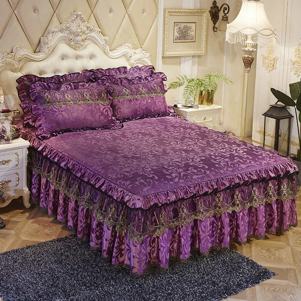 European Luxury 3pcs Skirt Bed Solid color Home Wuth Pillowcase Thicken Bedding Havy Sheets Lace Single Bedspread King/Queen
European Luxury 3pcs Skirt Bed Solid color Home Wuth Pillowcase Thicken Bedding Havy Sheets Lace Single Bedspread King/Queen
