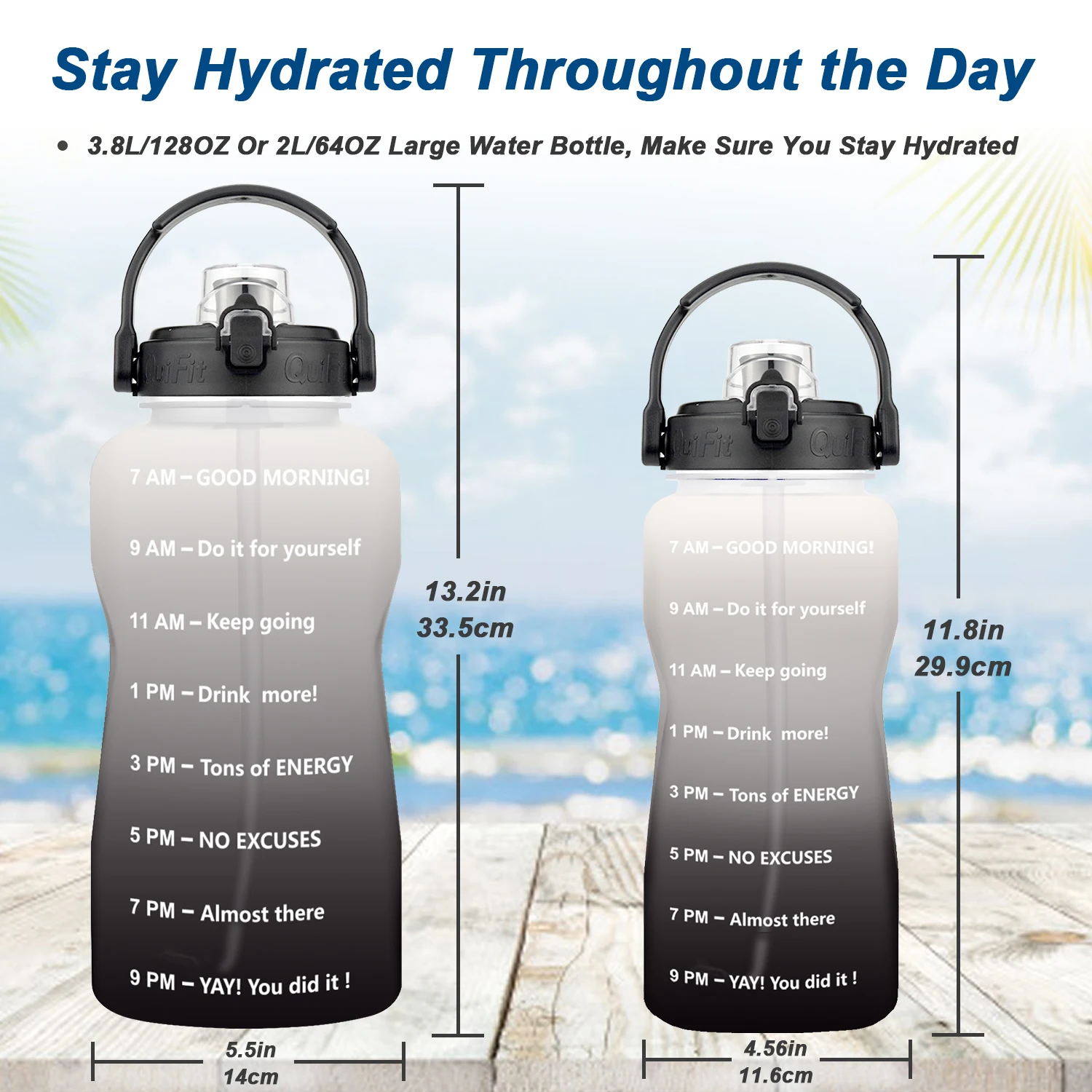 Gallon Water Bottle 3.8 & 2 Litre Large Capacity Outdoor Motivational with Time Marker Fitness Jugs
Gallon Water Bottle 3.8 & 2 Litre Large Capacity Outdoor Motivational with Time Marker Fitness Jugs