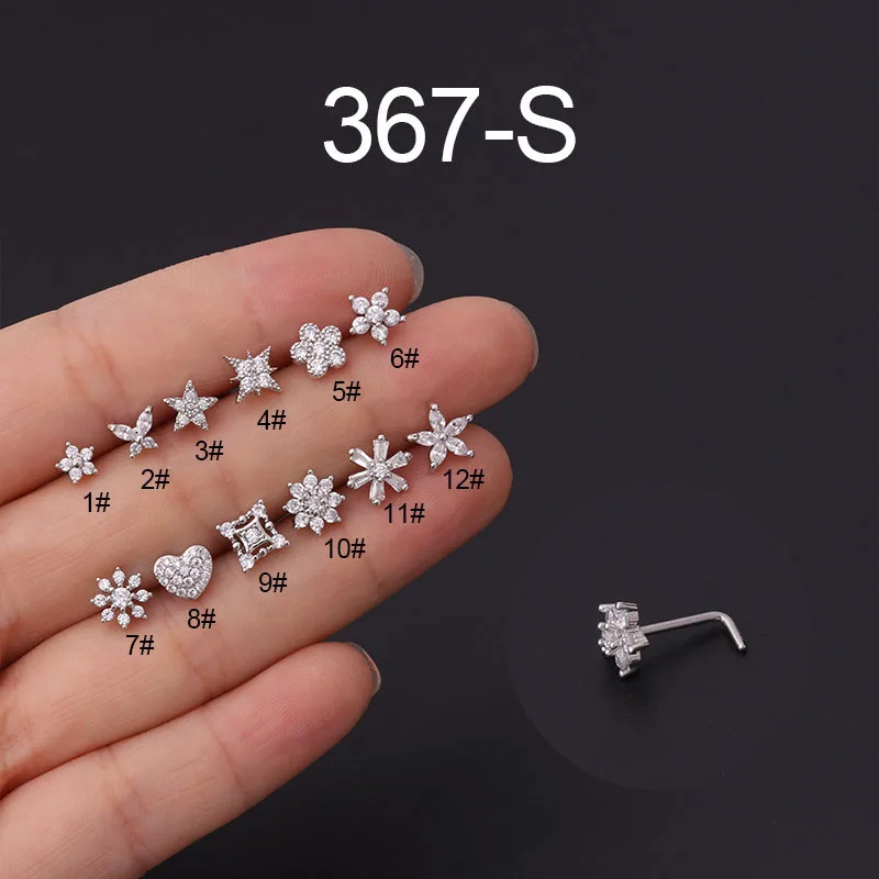 

1PC 20G 316L Gold L-Shaped Surgical Stainless Steel Bar CZ Nose Rings for Women Nose Stud Piercing Jewelry