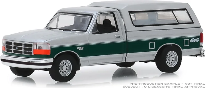 Зеленый светильник 1:64 1996 Ford F 150 Truck w/ Camper Shell boutique alloy car toys для детей| |