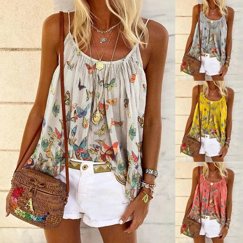 2021 European and American summer ladies butterfly print camisole top plus size loose vest y2k top tops women cute tops
2021 European and American summer ladies butterfly print camisole top plus size loose vest y2k top tops women cute tops